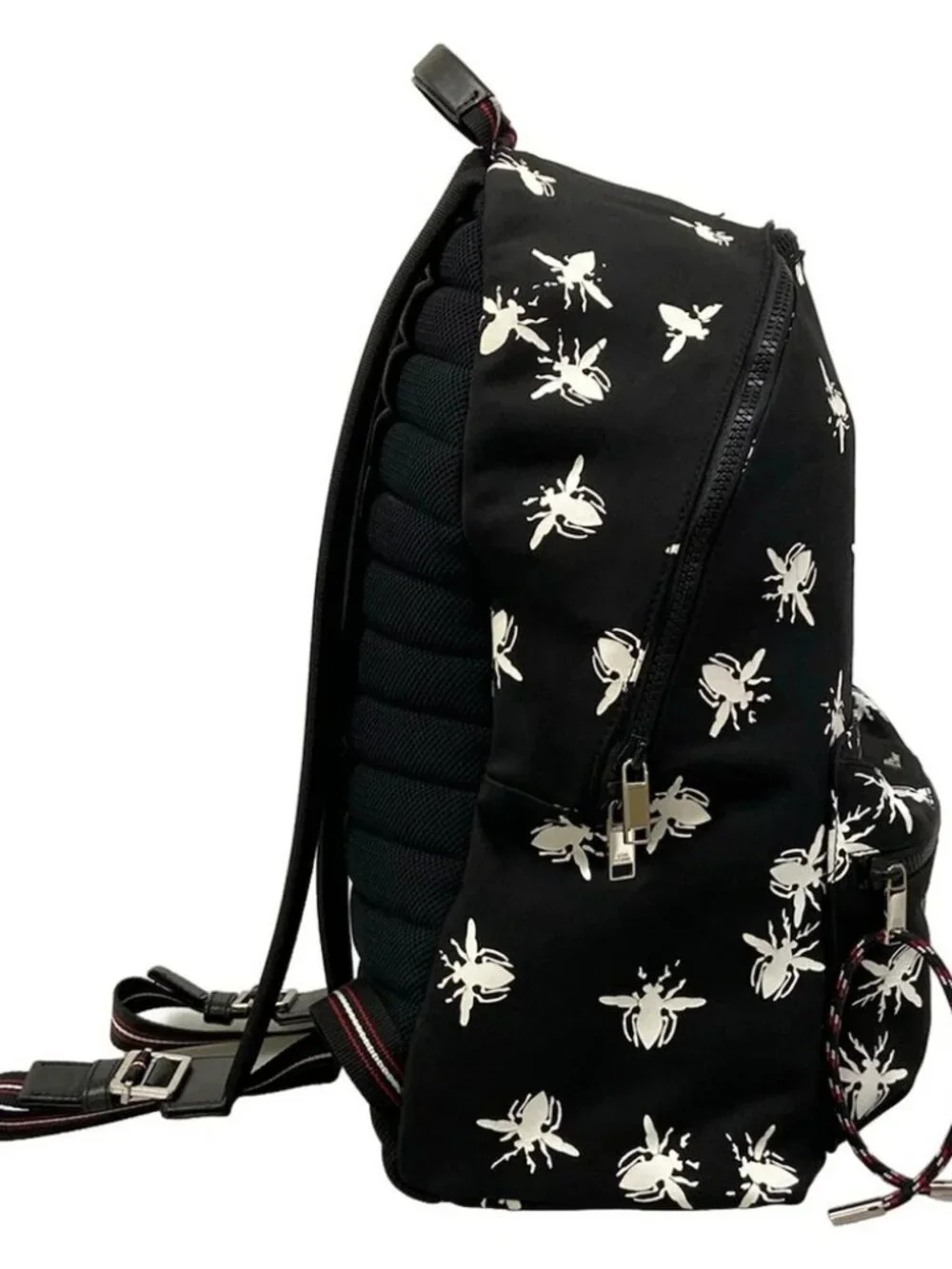 Dior HOMME 1PEBA064 Black White Red Nylon Leather Backpack